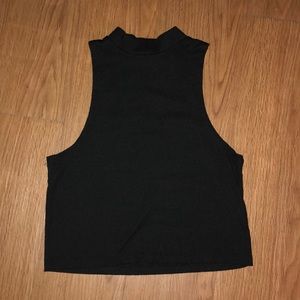 High neck, black, crop top